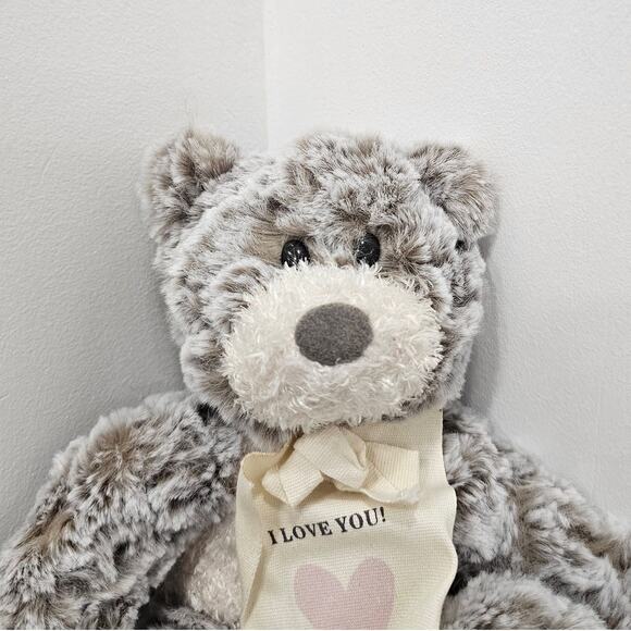 Demdaco I Love You Mini Giving Bear Brown Gray Plush Stuffed Animal Fuzzy - Picture 2 of 7